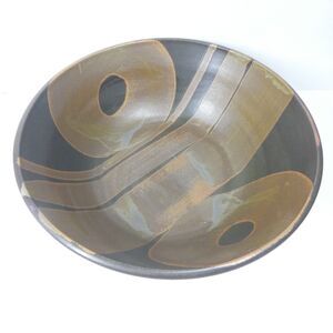 Designs West California Studio Art Pottery Large Bowl 13" Brown MCM Vintage